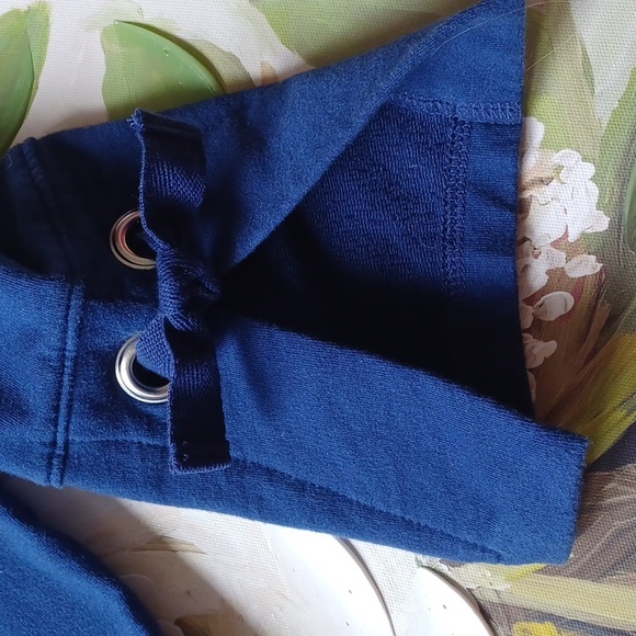 D & Co 💙 Navy Blue Boatneck Top With Pockets 3/4 Sleeves With Grommets W-XS - Picture 5 of 8